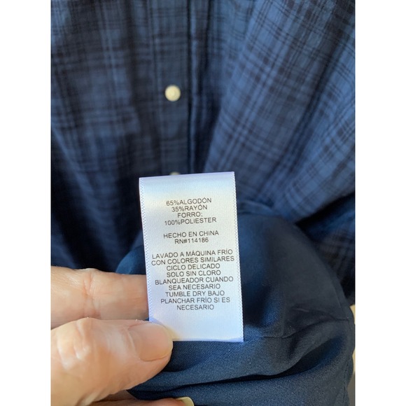 Frye and Co‎ Women's 2X Blue Plaid Tiered Button Front Long Sleeve Casual - Picture 10 of 10